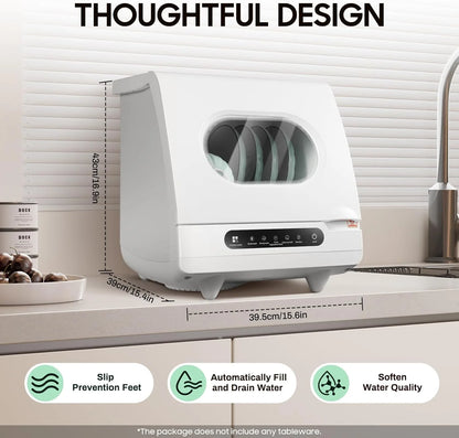 110v Portable Countertop Dishwasher,Home Apartment Tabletop Compact Dishwasher With Inlet & Drainage Pipe,Mini Countertop Dishwasher,Clear Window,For Cleaning Utensils At Home After Dining.