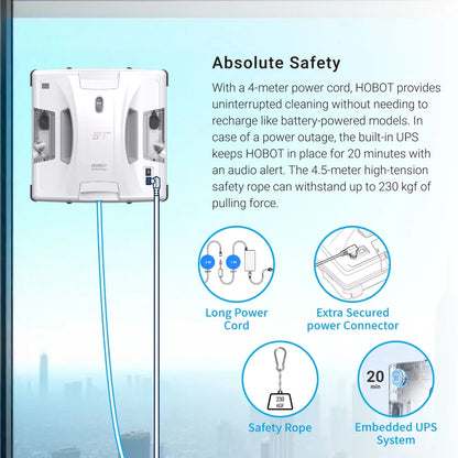 HOBOT S7 Pro Dual Mop Polish Hand Wiping Tec Window Cleaning Robot, App & Remote Control