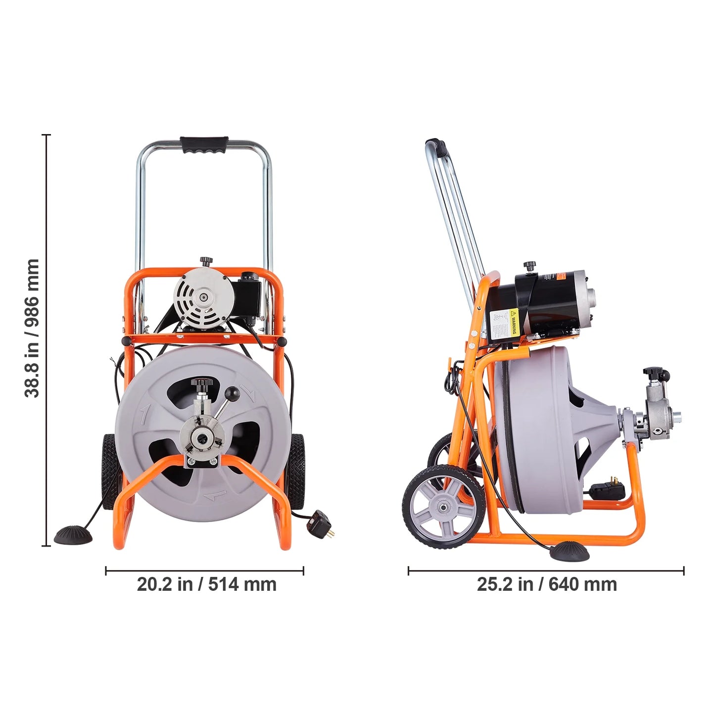 VEVOR Drain Cleaner Machine 75FT x 1/2 Inch, Auto Feed Sewer Snake Drain Auger on Wheels, Portable Drain Cleaning Machine with 8 Cutters & Air-activated Foot Switch for 2" to 4" Pipes