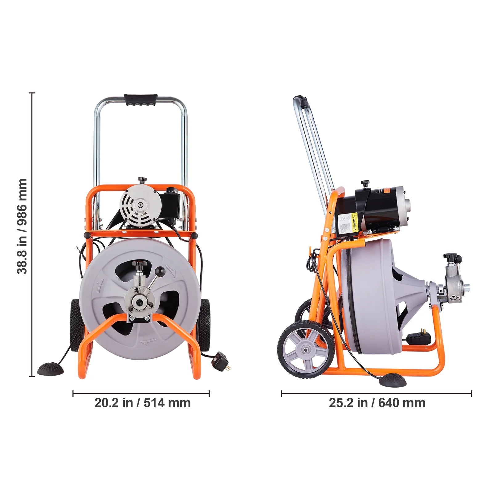 VEVOR Drain Cleaner Machine 100FT x 1/2 Inch, Auto Feed Sewer Snake Drain Auger on Wheels, Portable Drain Cleaning Machine with 8 Cutters & Air-activated Foot Switch for 2" to 4" Pipes