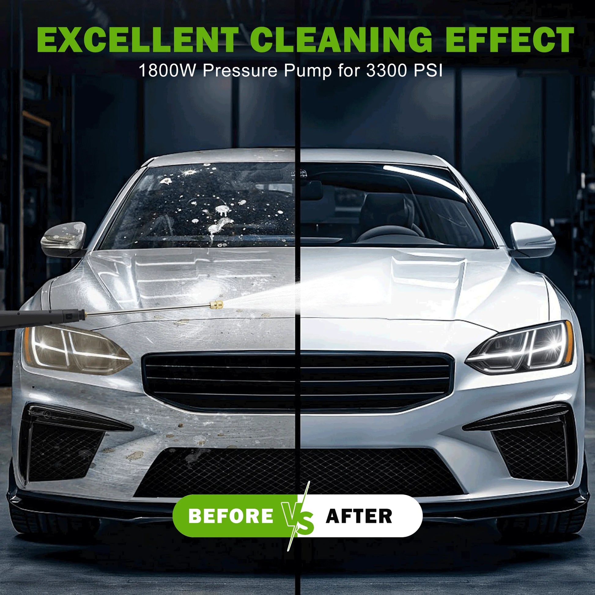 Seizeen Pressure Washer, Power Washer Electric Powered Max 3300 PSI 2 GPM, 1800W 110V Motor, with Foam Cannon & 7.3M Hose, Car House Garden Cleaning