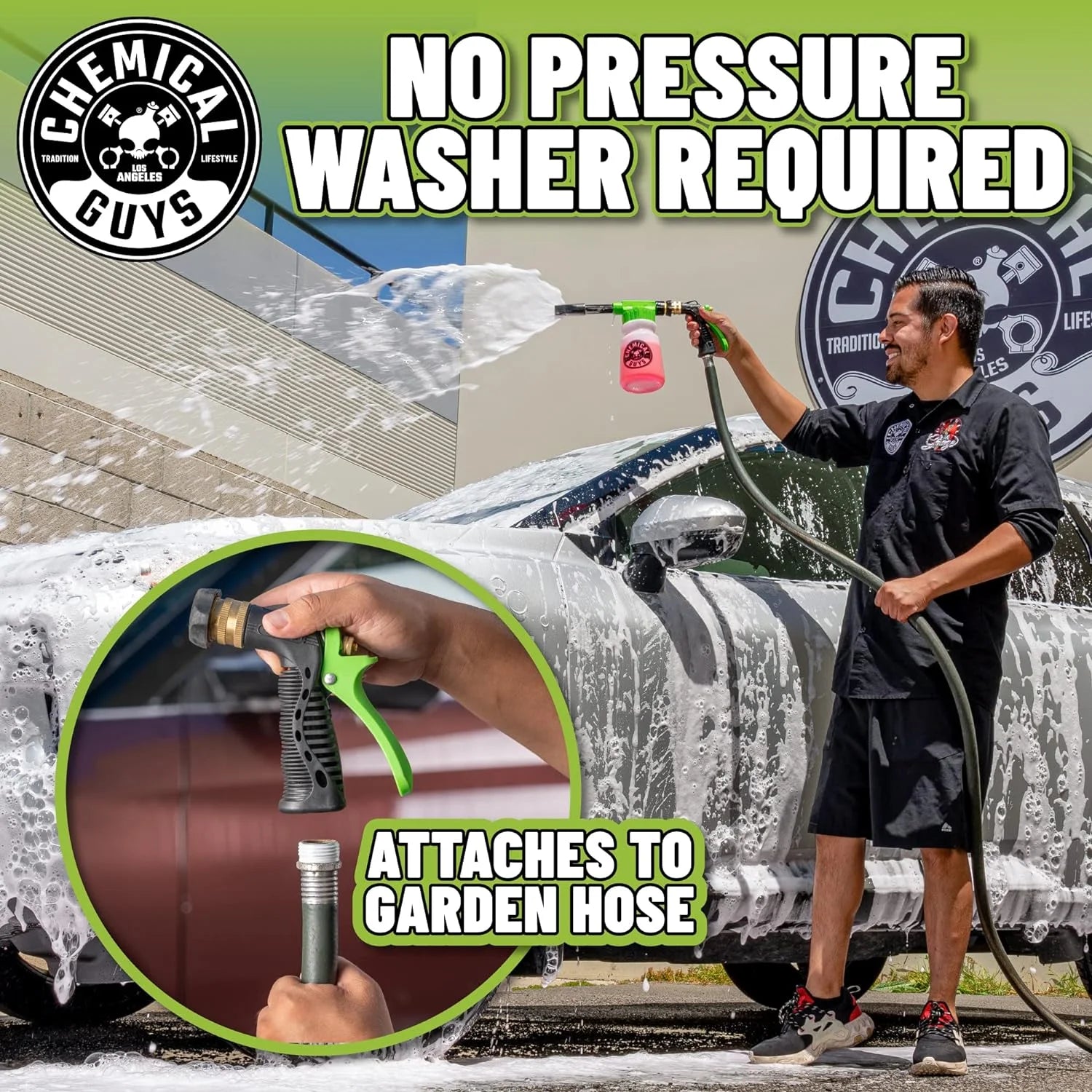 Chemical Guys HOL340 15-Piece Arsenal Builder Car Wash Kit with Foam Gun, Bucket, and (5) 16 oz Car Care Cleaning Chemicals, Gift for Car & Truck Lovers, Dads and DIYers (Works w/Garden Hose)