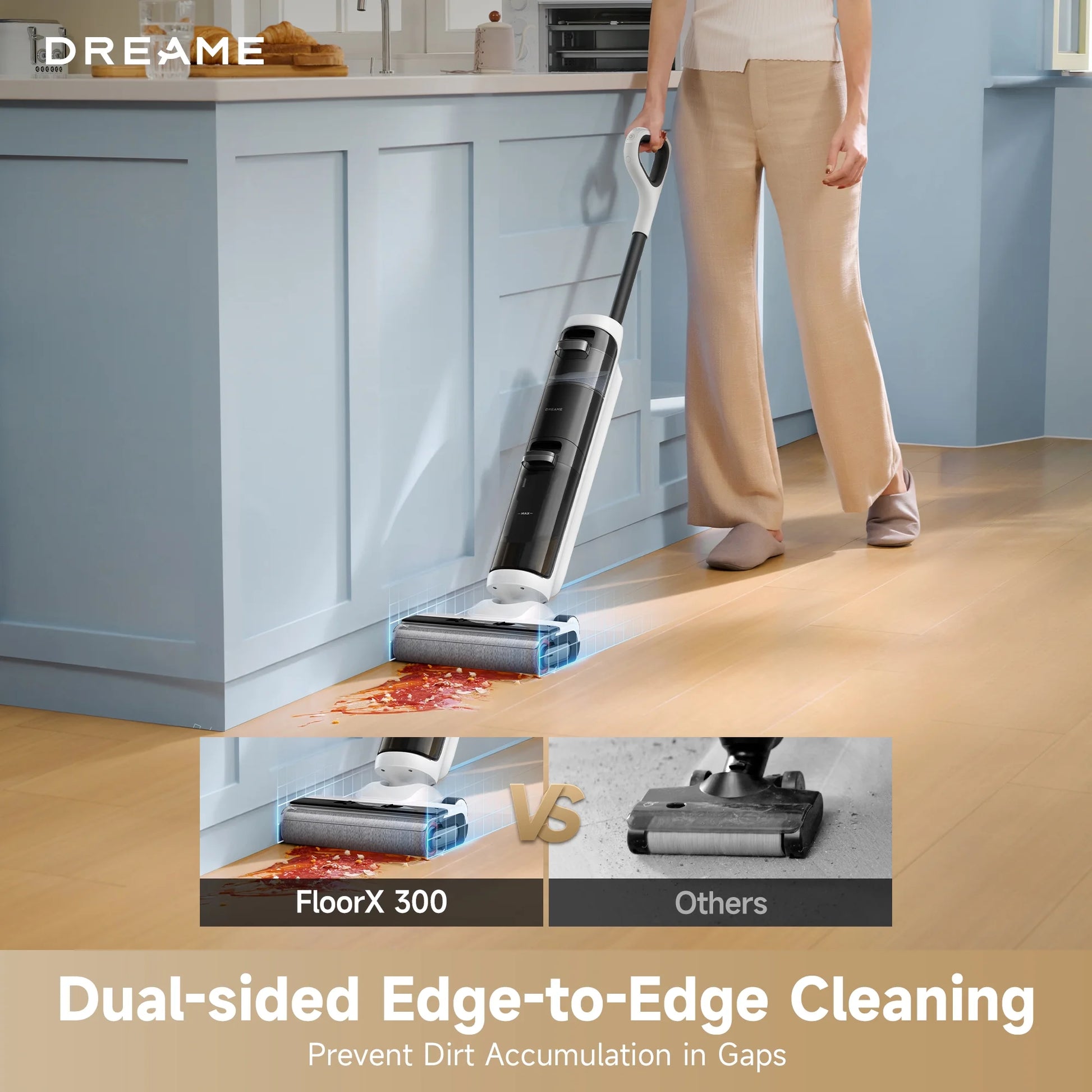 Dreame FloorX 300 Wet Dry Vacuum Cleaner, Vacuum Mop All in One with Auto Self-Cleaning, Floor Cleaner Machine for Hard Floor, 35 Mins Runtime, Edge Cleaning, Self-Propelled Vacuum Mop Combo