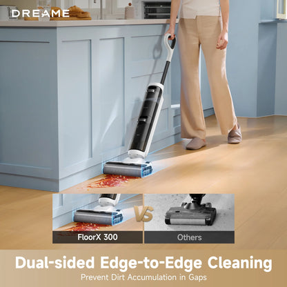 Dreame FloorX 300 Wet Dry Vacuum Cleaner, Vacuum Mop All in One with Auto Self-Cleaning, Floor Cleaner Machine for Hard Floor, 35 Mins Runtime, Edge Cleaning, Self-Propelled Vacuum Mop Combo