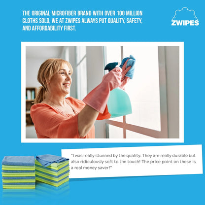 Zwipes Microfiber Cleaning Cloths, Multicolor, 12 Pack