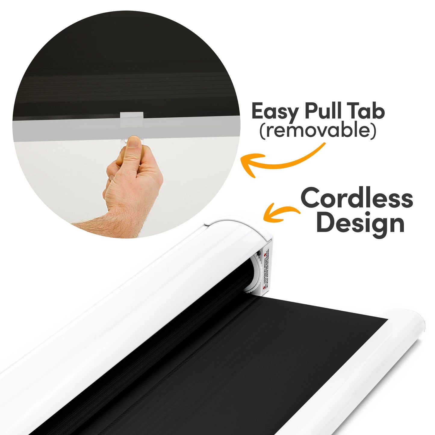 Zebra Cordless Window Blinds, Dual Layered Light Filtering Roller Shades, Easy Install Blinds, Indoor Home Decor, Pull-Down Shades for Windows, Light Control for Day & Night, Black, 22"W X 72"H