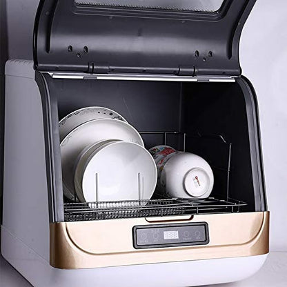 Countertop Dishwasher Kitchen Mini Portable Dish Bowl Washer Tabletop Automatic Dishwasher Deep Cleaning for Home, Apartment, RV (White & Black)