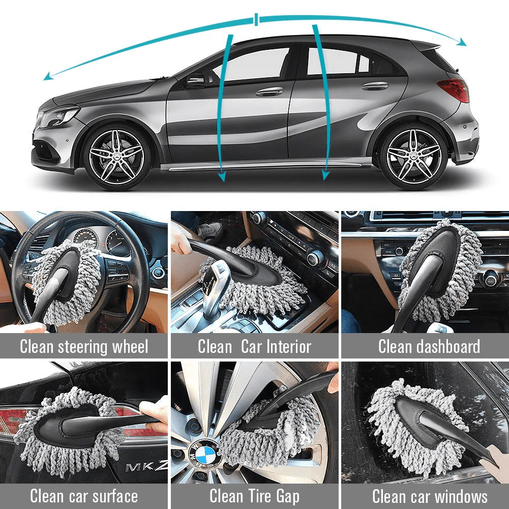Multi-Functional Microfiber Car Duster Interior & Exterior Dash Dust Cleaner, Cleaning Detail Brush Dusting Washing Tool Kit for Car Home Kitchen Computer California Cleaning Products