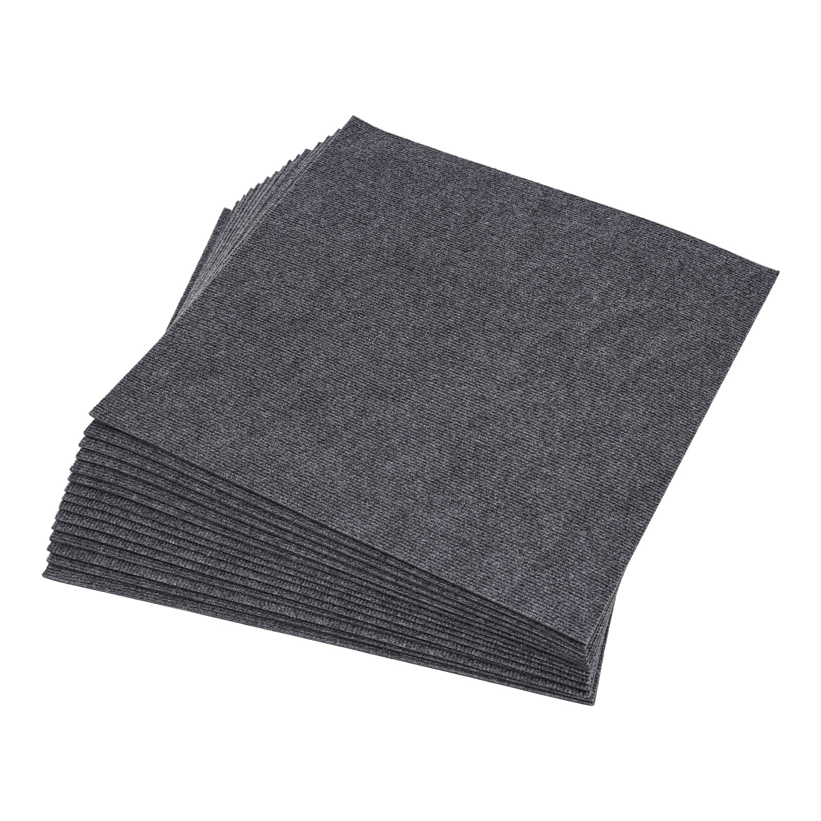 Dark Grey Carpet Tiles 24x24in, Low-Maintenance Polyester Fiber, Self-Adhesive 15-Pcs Set with Effortless Cleaning, Suitable for Hotels & Warehouses