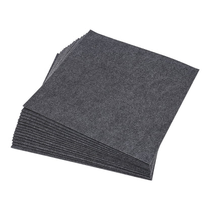 Dark Grey Carpet Tiles 24x24in, Low-Maintenance Polyester Fiber, Self-Adhesive 15-Pcs Set with Effortless Cleaning, Suitable for Hotels & Warehouses