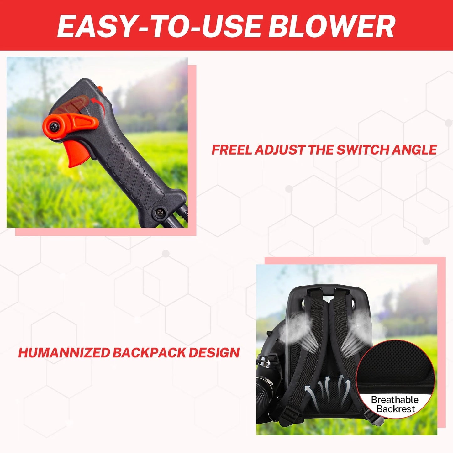 SYNGAR Gas Backpack Leaf Blower, 52CC 2-Cycle Leaf/Snow Blower with Extension Tube, for Dust Cleaning, Snow Blowing, Backyard, Garden, Work Around the House, Not for Sale in California, D5480