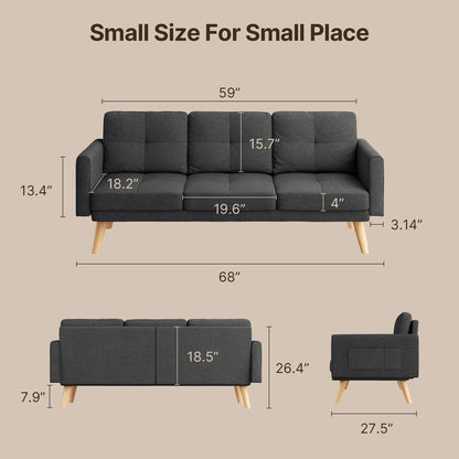 Bedroom Furniture Set - Includes Queen Bed Frame, 4-Drawer Dresser Set of 2 & 3 Seat Futon Sofa - Modern Storage Solution for Stylish Home Decor