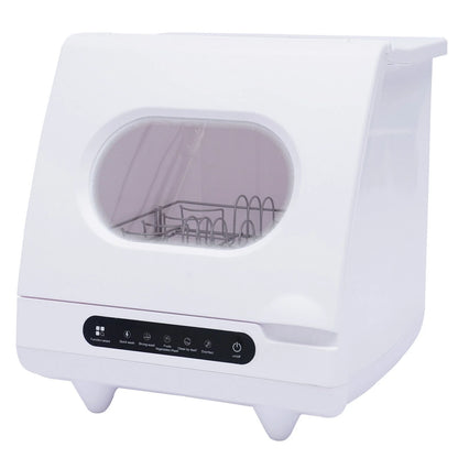 White 800W Dishwasher for Cleaning Vegetables and Fruits 15.6*15.4*16.9in Wash 6 Sets of Tableware at Once