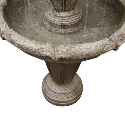 48�?H Outdoor Floor Water Fountain, 3-Tiers Concrete Water Fountain with Submersible Electric Pump - Garden Cascading Waterfall for Yard Patio Lawn Home Decor
