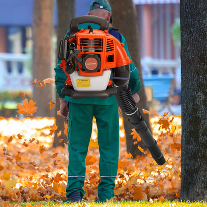 Birinta 1 Set Leaf Blower Backpack Style 52CC Two-stroke 1.25 KW Adjustable Tube Gas Powered Dust Blower Supplies for Garden Patio Cleaning, Lawn Care, Blowing Leaves and Dust