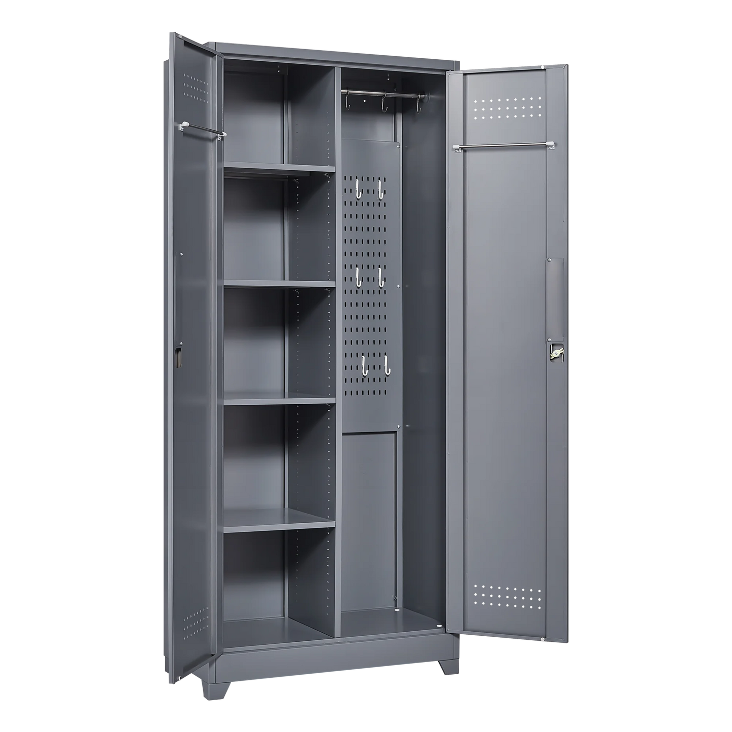 Metal Storage Cabinets, Cleaning Tool Cabinet with Locking Door, Large Tool Organizer and Storage for Kitchen, Pantry, Office