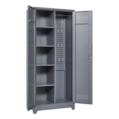 Metal Storage Cabinets, Cleaning Tool Cabinet with Locking Door, Large Tool Organizer and Storage for Kitchen, Pantry, Office