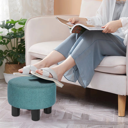 Homebeez Round Footstool Small Upholstered Ottoman Sofa Footrest Stool Padded Seat for Living Room Bedroom Entrance Home Decor