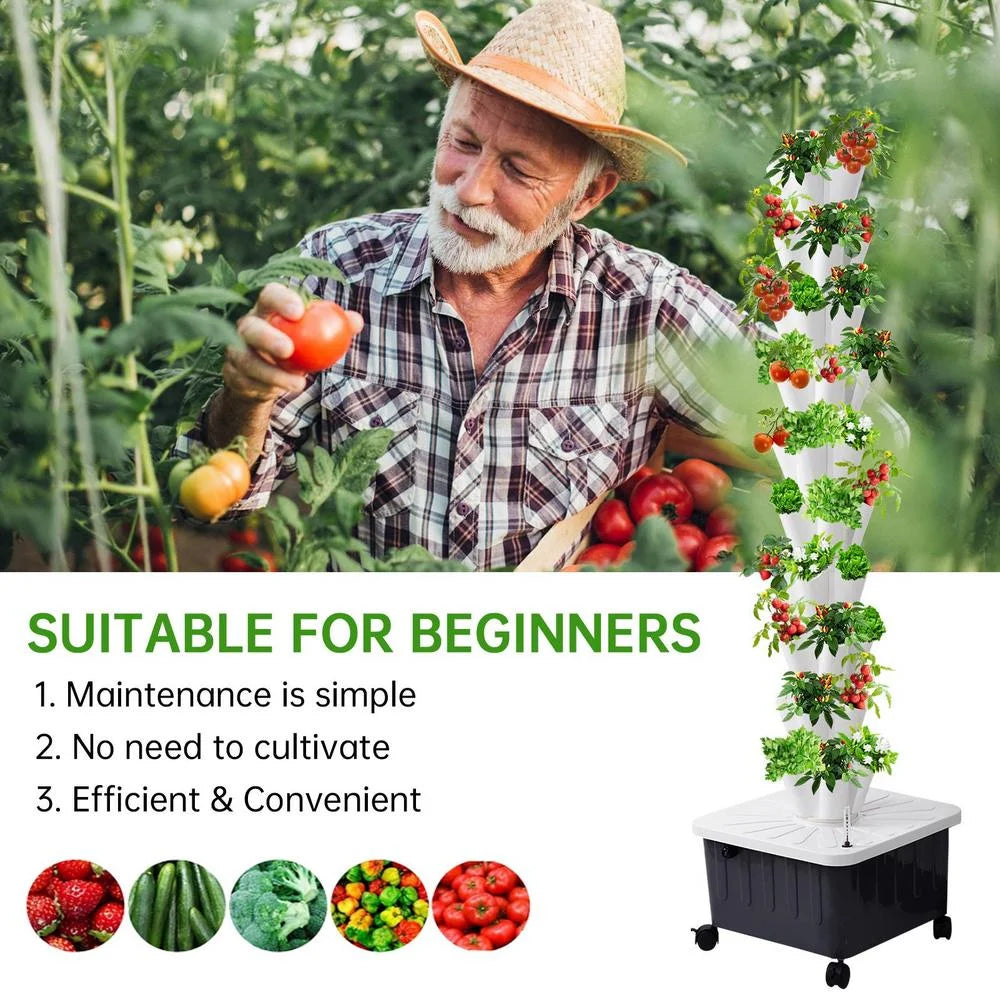 ZHON Vertical Hydroponic Garden Tower 10-layer Hydroponic Vegetable Planting Towers 50 Slots High-Rise Building Gardening Towers Standard Specifications respectable