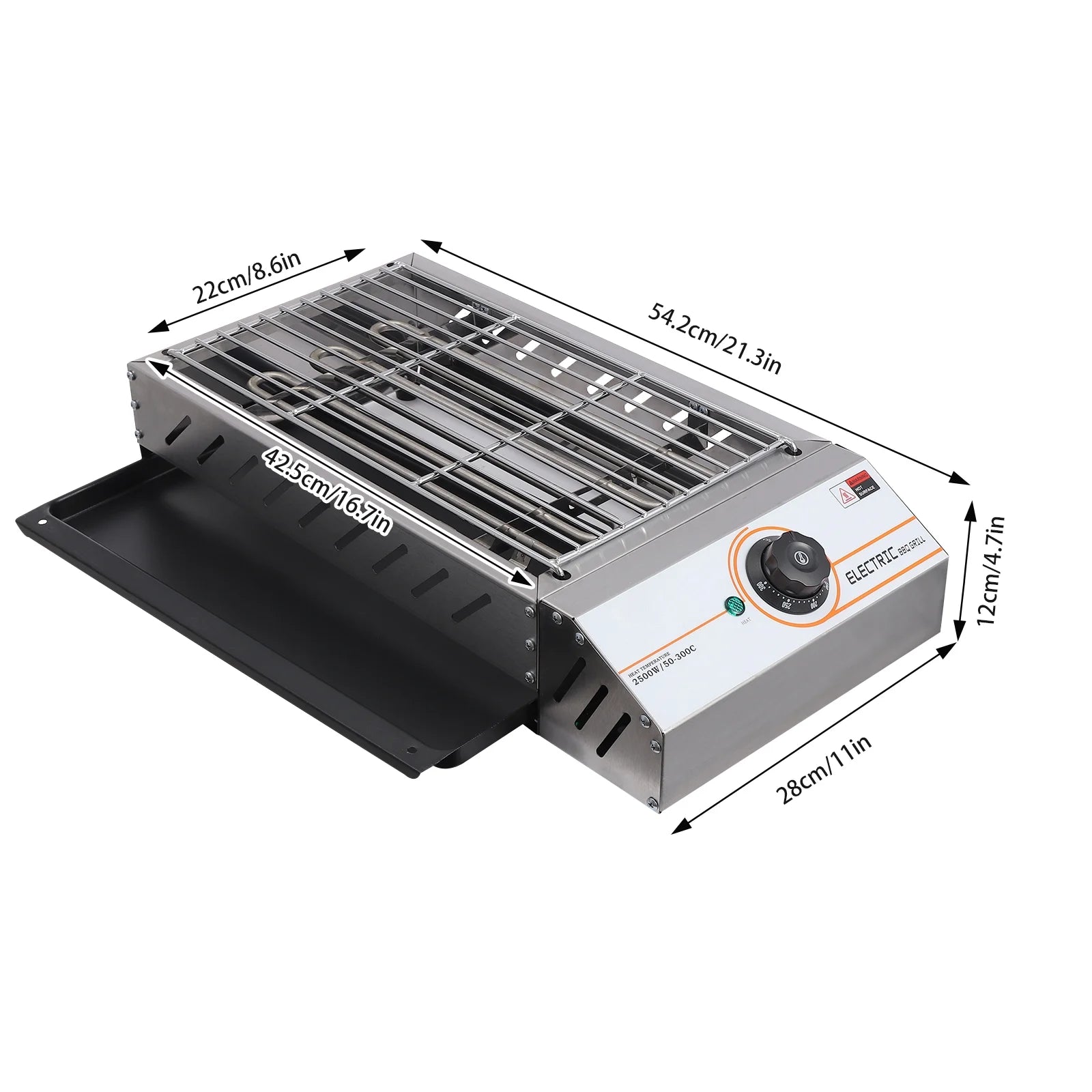 Compact Electric Griller with Adjustable Temperature, 122-572��F, Non-Stick Surface, Easy Cleaning, Perfect for Small Spaces & Countertops