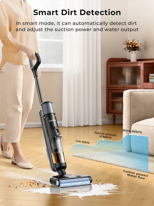 Laresar M3 Cordless Wet Dry Vacuum Mop, 55Min Multi-Surface Cordless Floor Washer 3 in 1 Self-Cleaning Vacuum Mop Hard Floor Cleaners