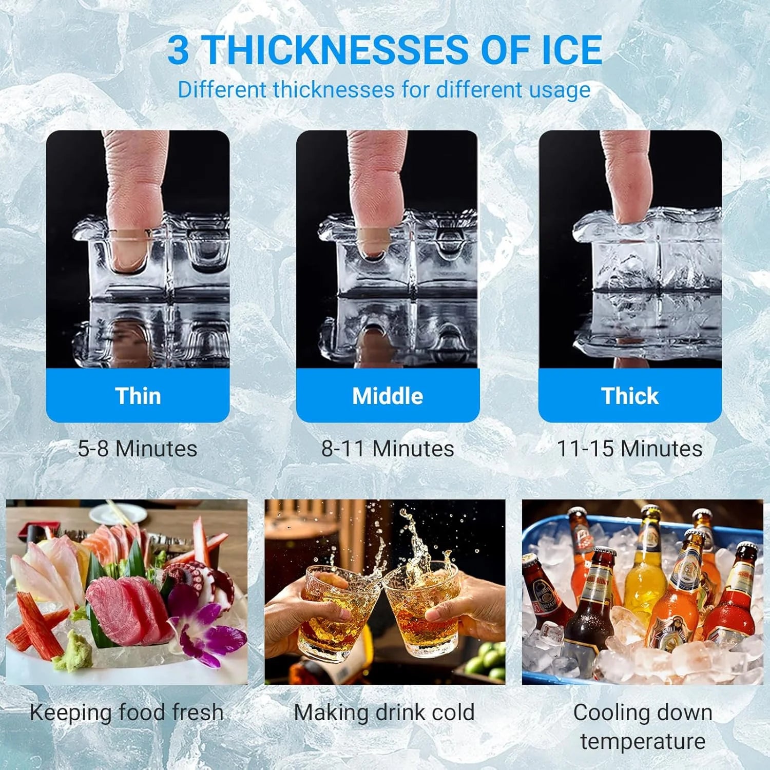 Heavy-Duty Commercial Ice Maker, 265 lbs/24H Production with 55 lbs Storage Capacity - Stainless Steel Under-Counter Ice Machine with Self-Cleaning Function and LCD Panel