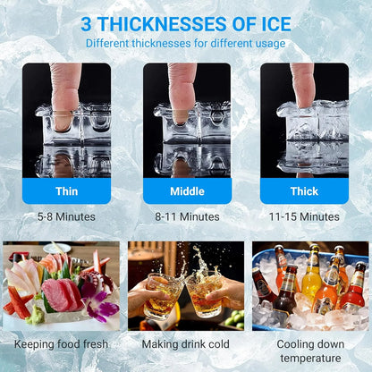 Heavy-Duty Commercial Ice Maker, 265 lbs/24H Production with 55 lbs Storage Capacity - Stainless Steel Under-Counter Ice Machine with Self-Cleaning Function and LCD Panel