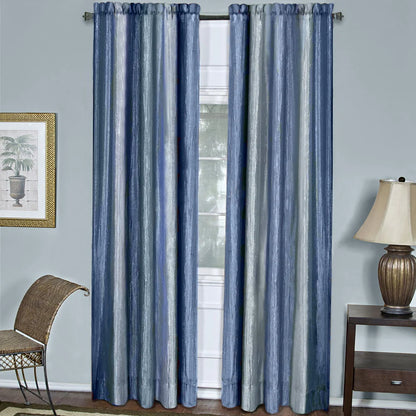 Designer Home Ombre Window Curtains, Modern Semi-Sheer Window Curtain Drape Shade Panels, Window Treatment for Livingroom, Bedroom and Kitchen, 50" x 63" Tie-Up Shade Blue