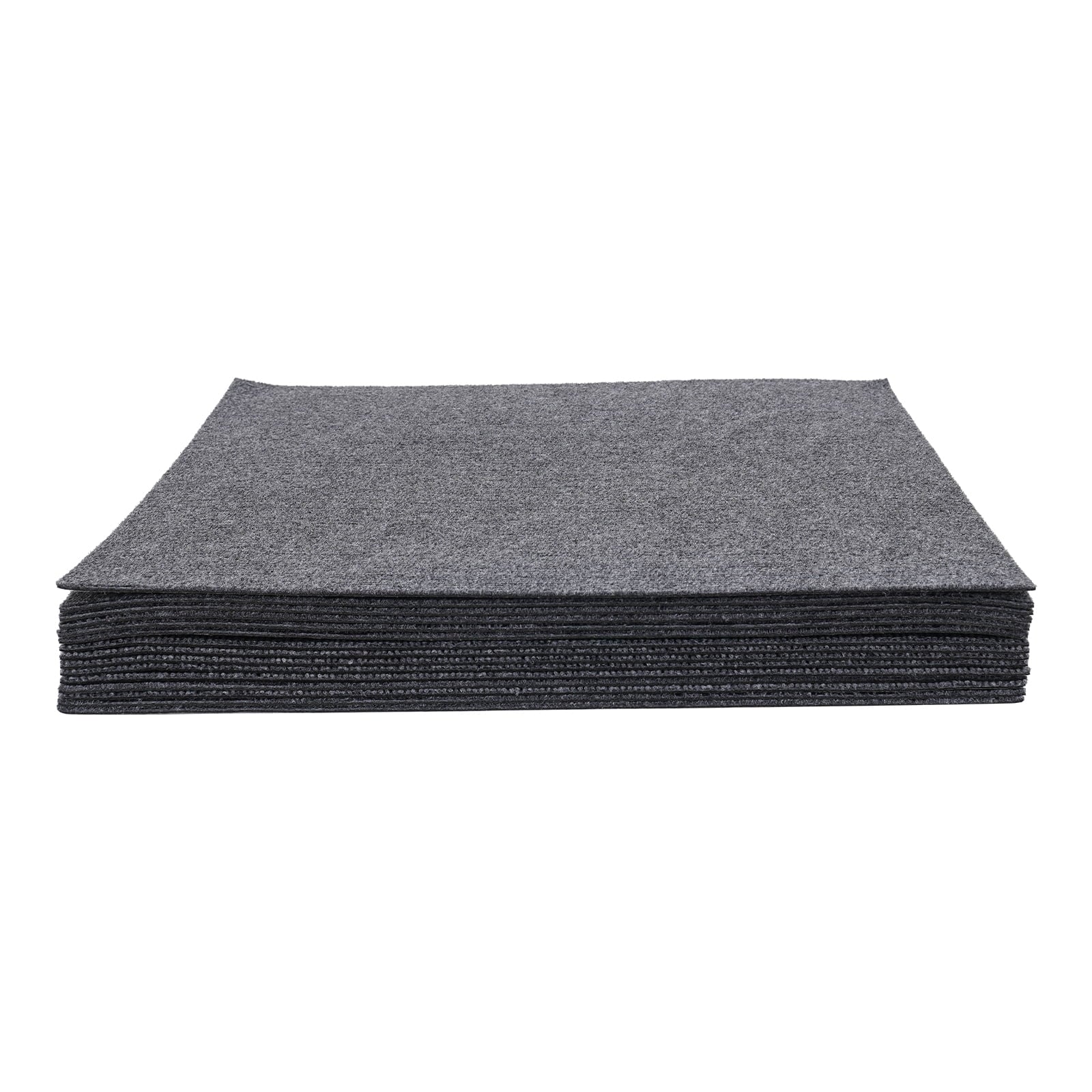 Dark Grey Carpet Tiles 24x24in, Low-Maintenance Polyester Fiber, Self-Adhesive 15-Pcs Set with Effortless Cleaning, Suitable for Hotels & Warehouses