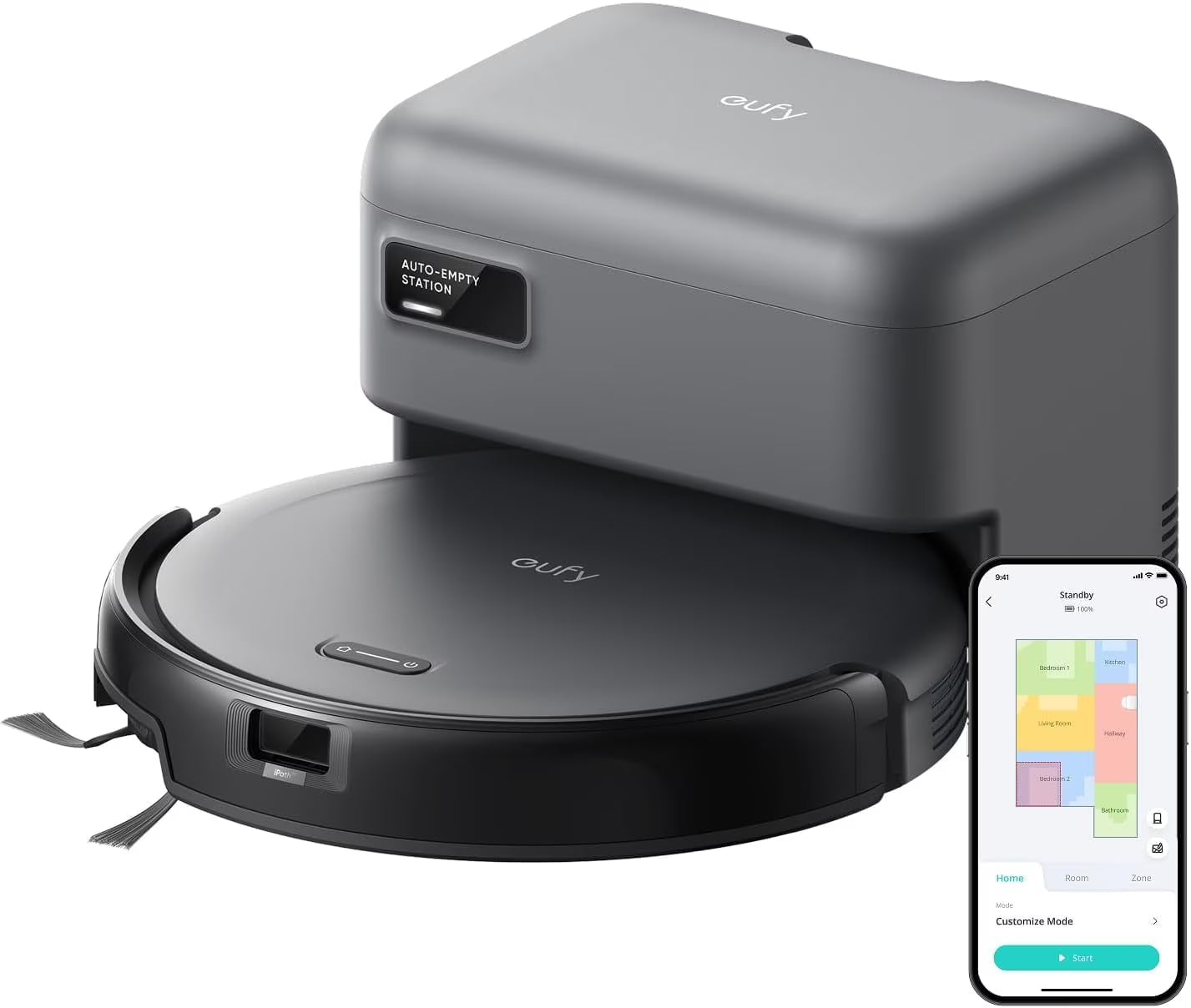 eufy C10 Robot Vacuum with Self Emptying Station, Edge Expansion Brush, 2.85-Inch Ultra-Slim Body, Carpet Cleaning