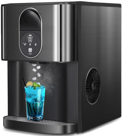 Auseo Soft Chewable Nugget Ice Maker Countertop, 44lbs /24H, Self-Cleaning, One-Button Operation, Home/Kitchen/Office/Party, Silver