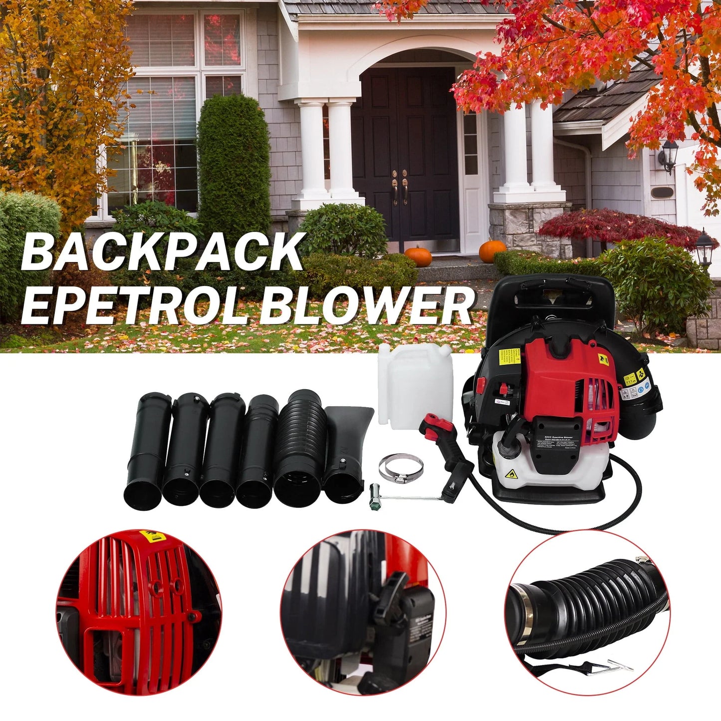 SYNGAR Gas Backpack Leaf Blower, 52CC 2-Cycle Leaf/Snow Blower with Extension Tube, for Dust Cleaning, Snow Blowing, Backyard, Garden, Work Around the House, Not for Sale in California, D5480