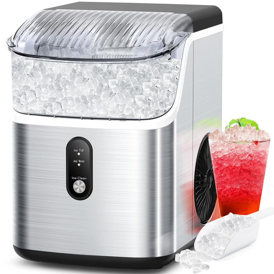 Havato Nugget Ice Makers Countertop ,35Lbs/Day, Portable Ice Machine Soft Chewable Pellet Ice with Auto-Cleaning Function for Kitchen, Office, Home,Silver
