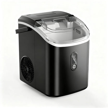 EUHOMY Nugget Ice Maker Countertop with Handle, Ready in 6 Mins, 34.5 lbs Per Day, Removable Top Cover, Auto-Cleaning, Black