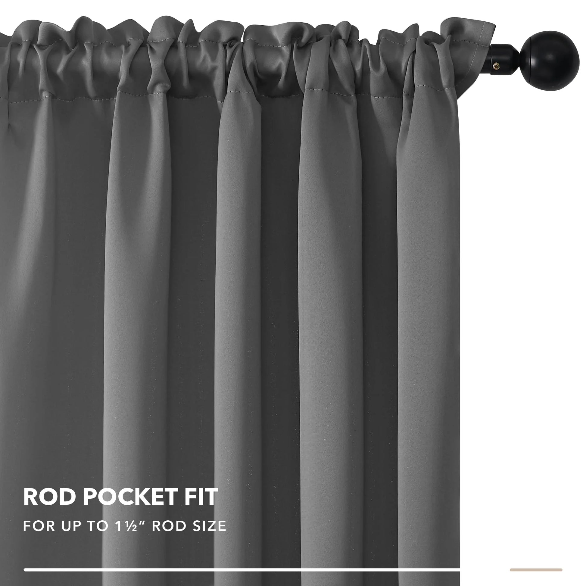 Deconovo Bedroom Blackout Curtains Rod Pocket Light Block Window Drapes for Home Decor, Set of 2, 42 x 72 inch, Black