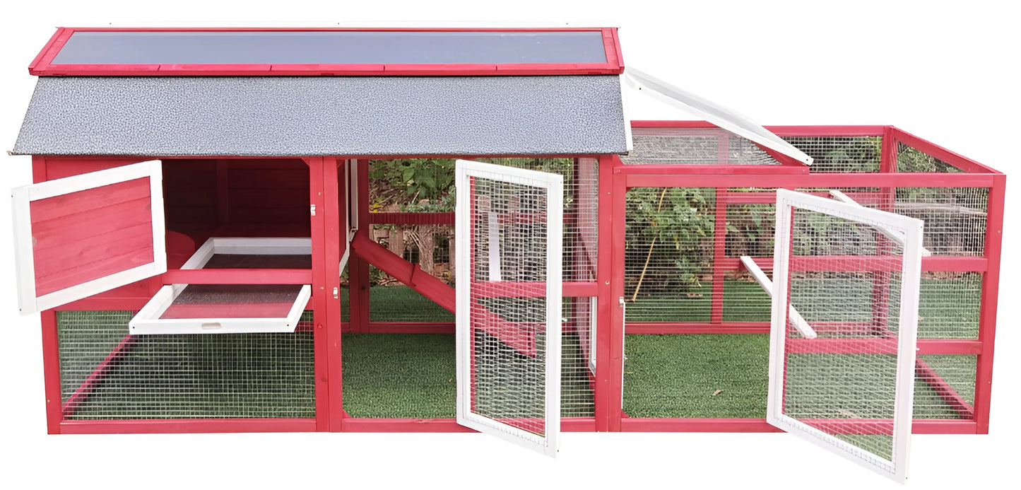 Chicken Coop Outlet Large 102" Wood Backyard Hen House Nesting Box & Run & Cleaning Tray
