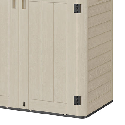 Wooflex 6.7 ft Tall Garage Cabinet with Lockable Double Doors, Resin Storage for Cleaning Supplies, Vacuums, Portable Household Organizer, Woodgrain Brown
