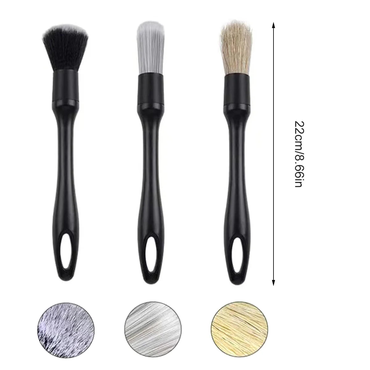 Duety 3pcs Car Detailing Brushes Set Soft Auto Detailing Brush Kit Interchangeable Different Sized Car Detail Cleaning Tool Reusable Car Detailing Brush for Car Interior Exterior Wheels