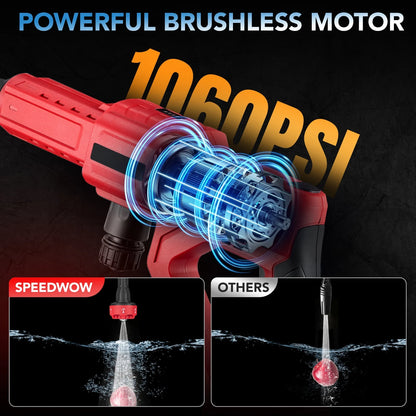 Filluck 1060PSI Cordless Pressure Washer, Portable Handheld High-Pressure Car Washer with 5.0Ah Long-Lasting Battery, 3-Speed Adjustable, 2.8GPM, 6-in-1 Nozzle for Car Cleaning/Garden/Floor