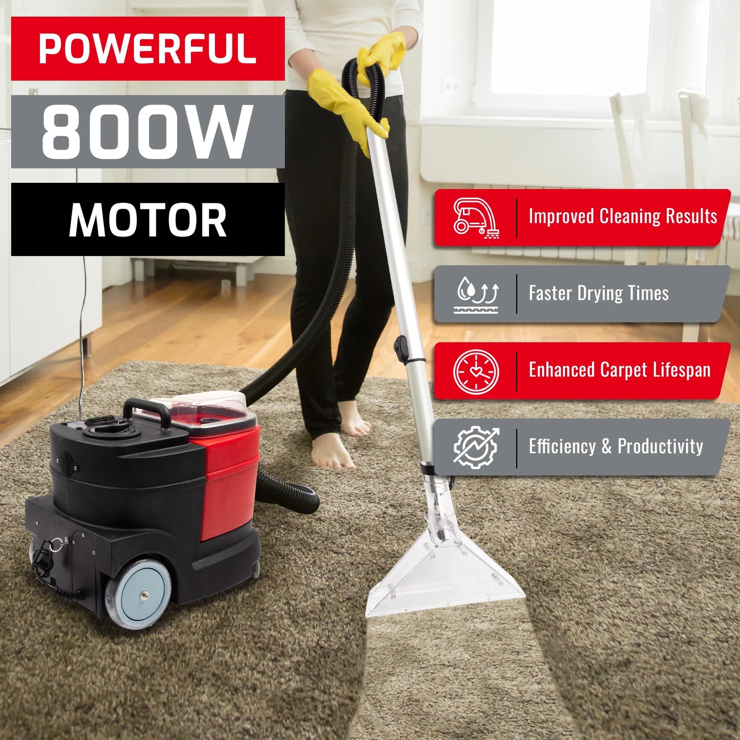 Carpet and Upholstery Extractor Cleaning Machine, Powerful 1.07 HP Motor, 3.7-gal Tank