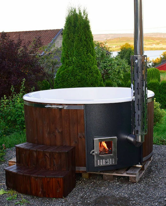 Hud-1 EZ Buildings Sierra 6 Person Round 78 in. Wood Fired Hot Tub