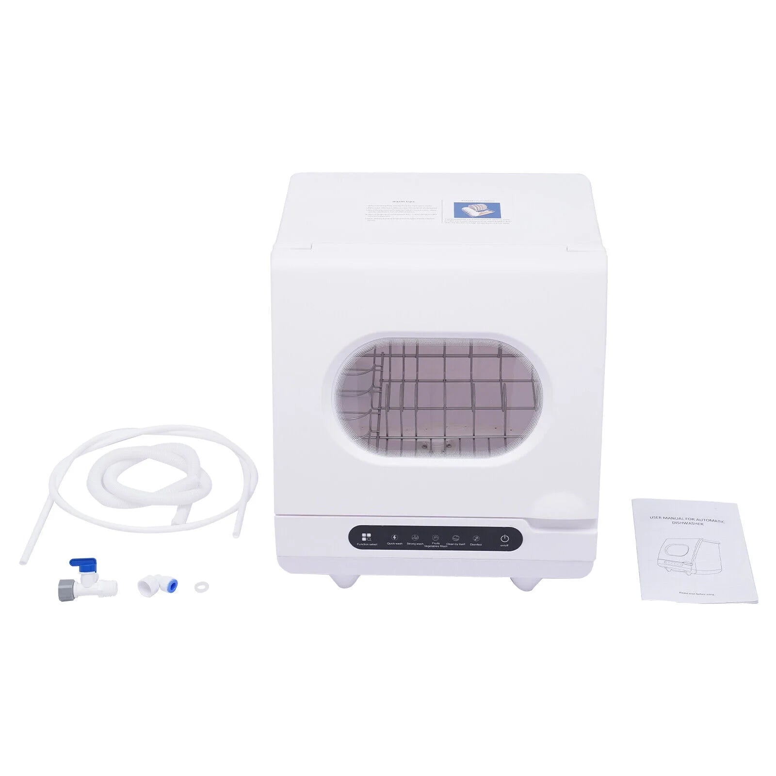 White 800W Dishwasher for Cleaning Vegetables and Fruits 15.6*15.4*16.9in Wash 6 Sets of Tableware at Once