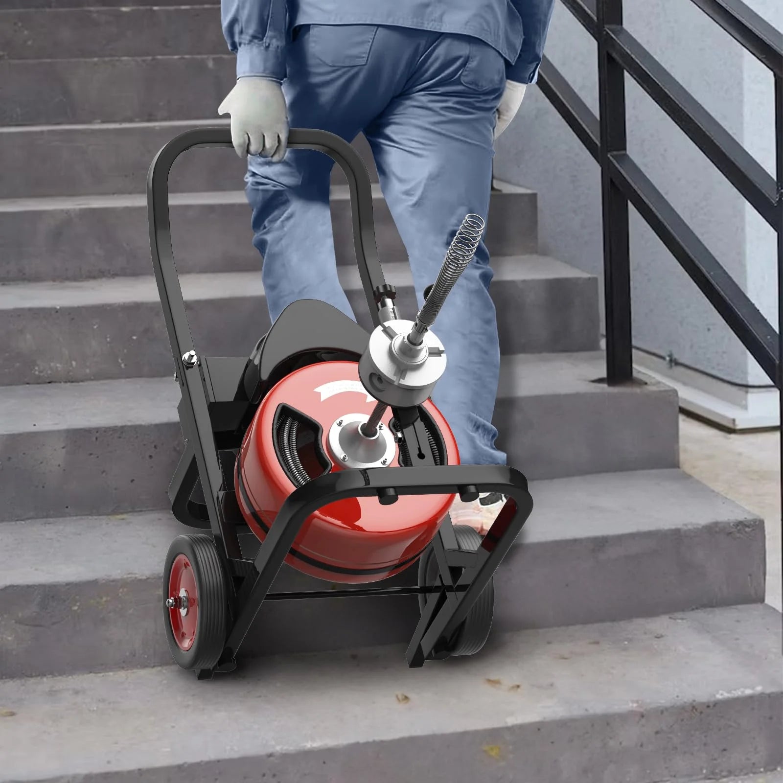 Ataucjin Drain Cleaner Machine,100Ft Drain Cleaning Machine,450W Auto Feed Sewer Snake Auger,Portable Electric Drain Auger Cleaner With 4 Cutter Air-Activated Foot Switch For 2" To 4" Pipes