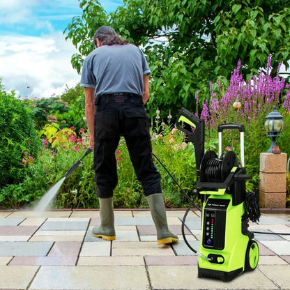 CASEMIOL 1800W Electric Pressure Washer, 3800 PSI, 2.6 GPM Power Washer with Safety Lock & TSS, 19.7ft Hose, 4 Nozzles, Portable High Pressure Cleaning Machine for Cars, Driveways, Patios, Green