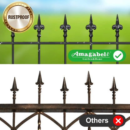 Amagabeli GARDEN & HOME Decorative Garden Fence GFP008 27inx10ft Outdoor Coated Rustproof Metal Garden Fencing Panel Animal Barrier Iron Folding Edge Wire Border Fence Ornamental for Patio Landscape