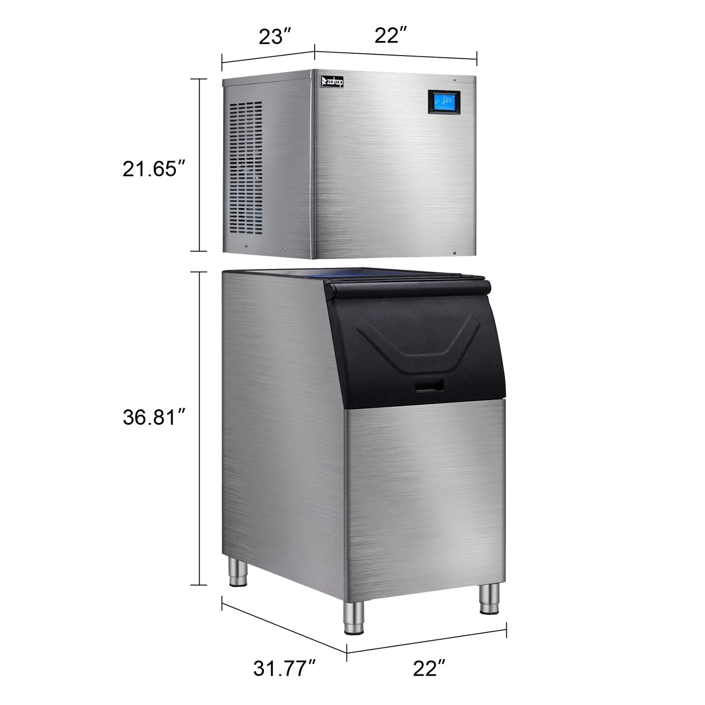 Ktaxon 550LBS/24H Commercial Ice Maker Machine & 300LBS Storage Bin, Commercial Ice Machine with LCD Touch Control Panel & Automatic Cleaning for Restaurant Bar Coffee Shop Home Supermarket