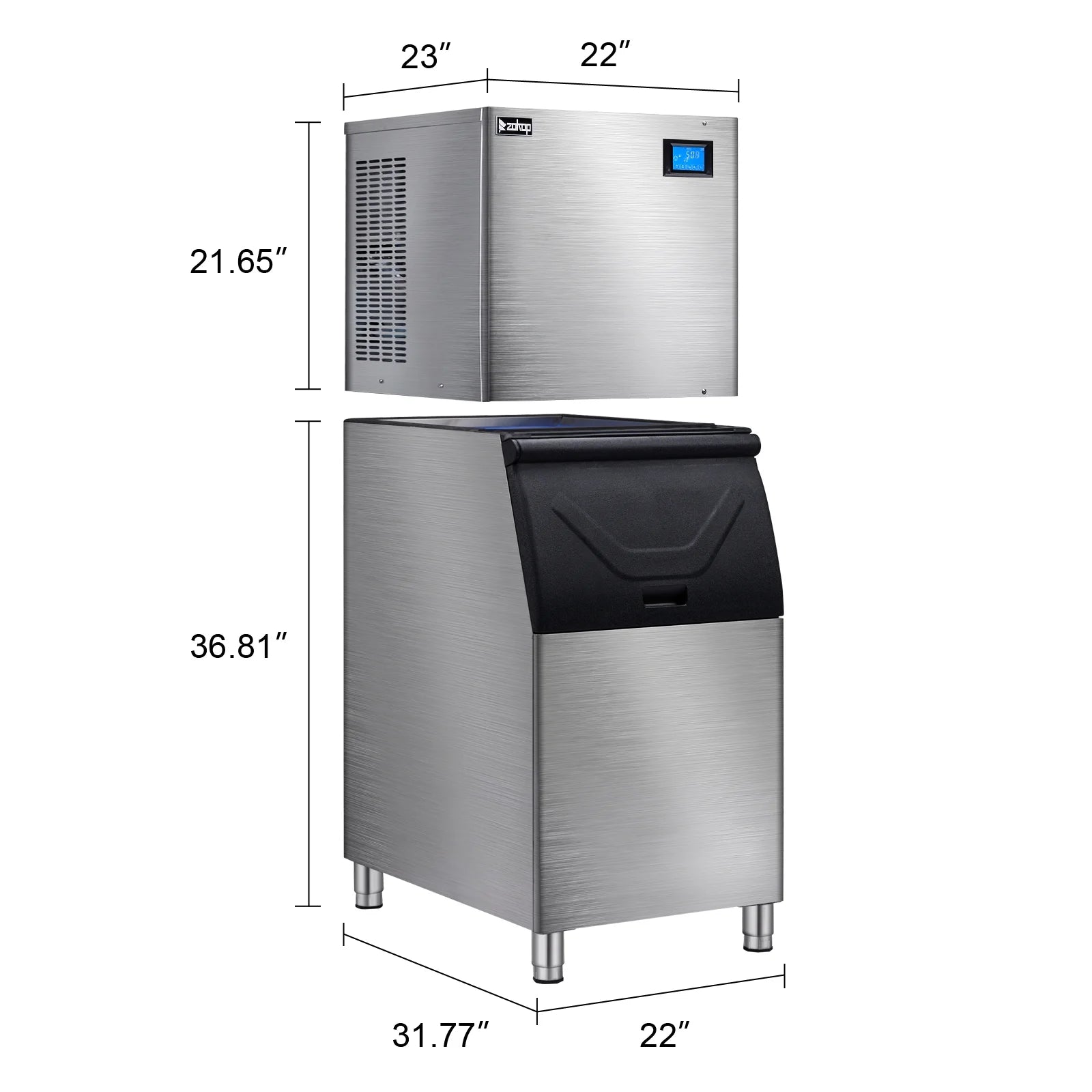 Ktaxon 550LBS/24H Commercial Ice Maker Machine & 300LBS Storage Bin, Commercial Ice Machine with LCD Touch Control Panel & Automatic Cleaning for Restaurant Bar Coffee Shop Home Supermarket