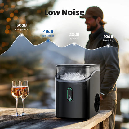 Philergo Nugget Ice Maker Countertop, WiFi Pebble Ice Machine with Timer and Self-Cleaning Function, 35 lbs/24 Hrs for Home, Kitchen, RV, Camping, Black