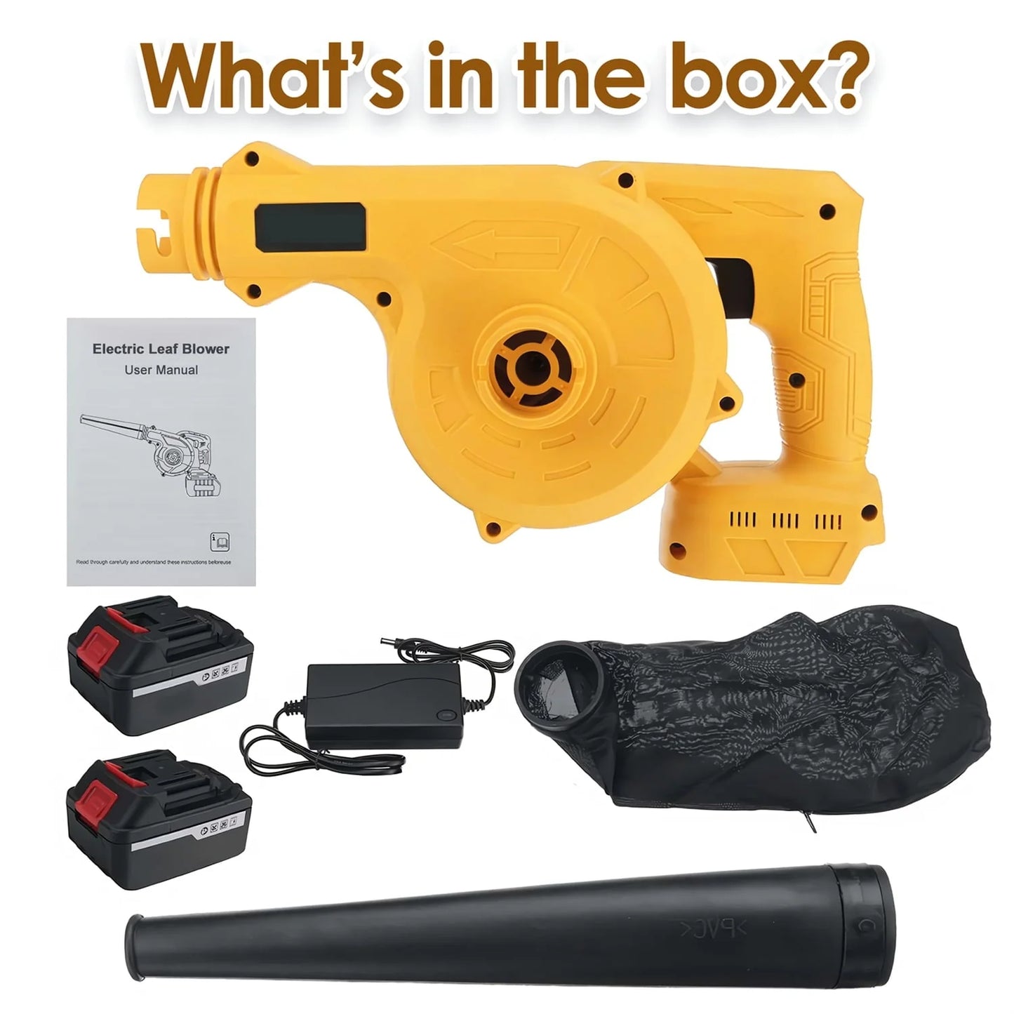 Mini Electric Leaf Blower Cordless, Doosl 2-in-1 Leaf Blower & Vacuum with 2 Battery and Charger for Yard Cleaning Snow Blowing