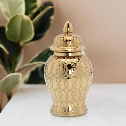 Light Ginger Jar With Lid Storage Jar Centerpiece Home Decor Floral Arrangement Vase Containers Handicraft 31x15CM